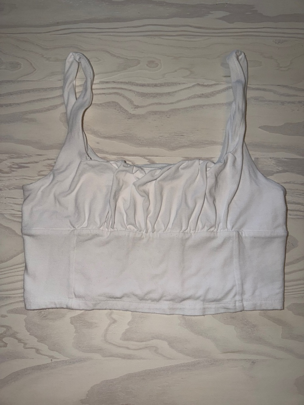 Aritzia Alfred Free White Ruched Crop Tank Top